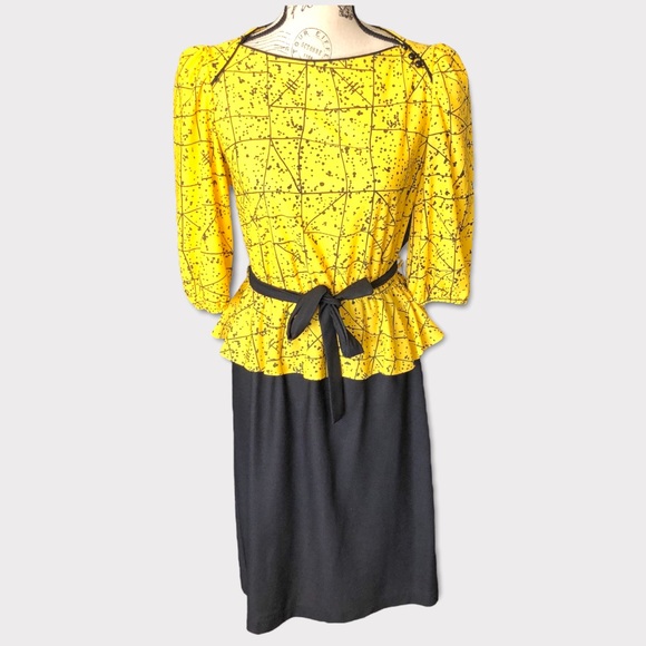 Vintage 80s Peplum Dress | Size 10 Medium - Picture 4 of 11